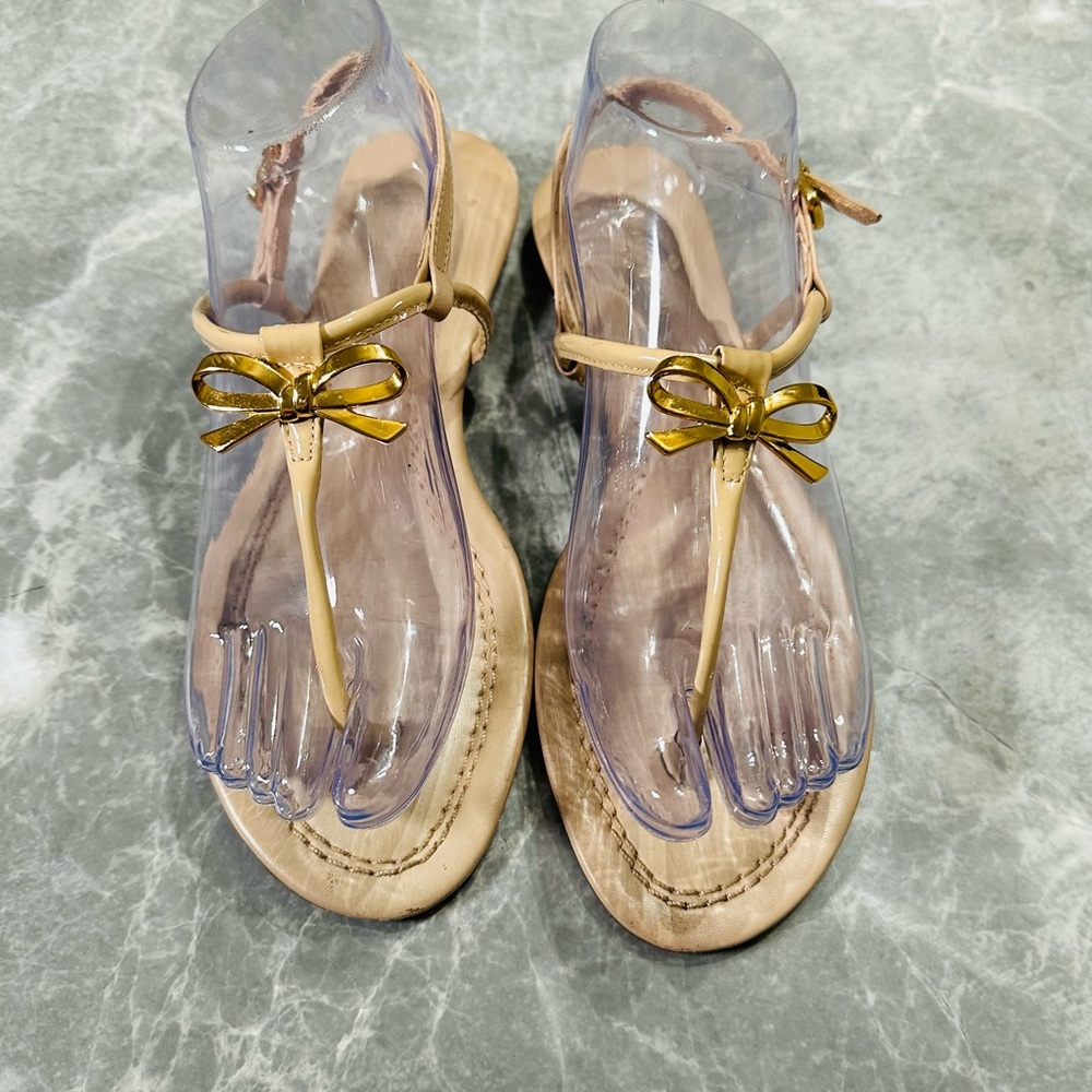 Kate Spade NY Tracie Neutral Vintage T-Strap Sandals SZ 8 Decent Cond.